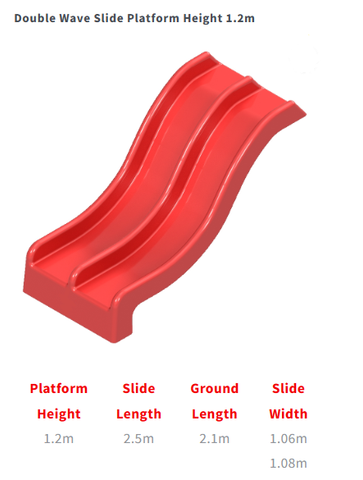 2.5m Fibreglass Double Wave Slide (1.2m platform height)