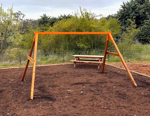 Commercial Triple Swing Set with Timber Legs