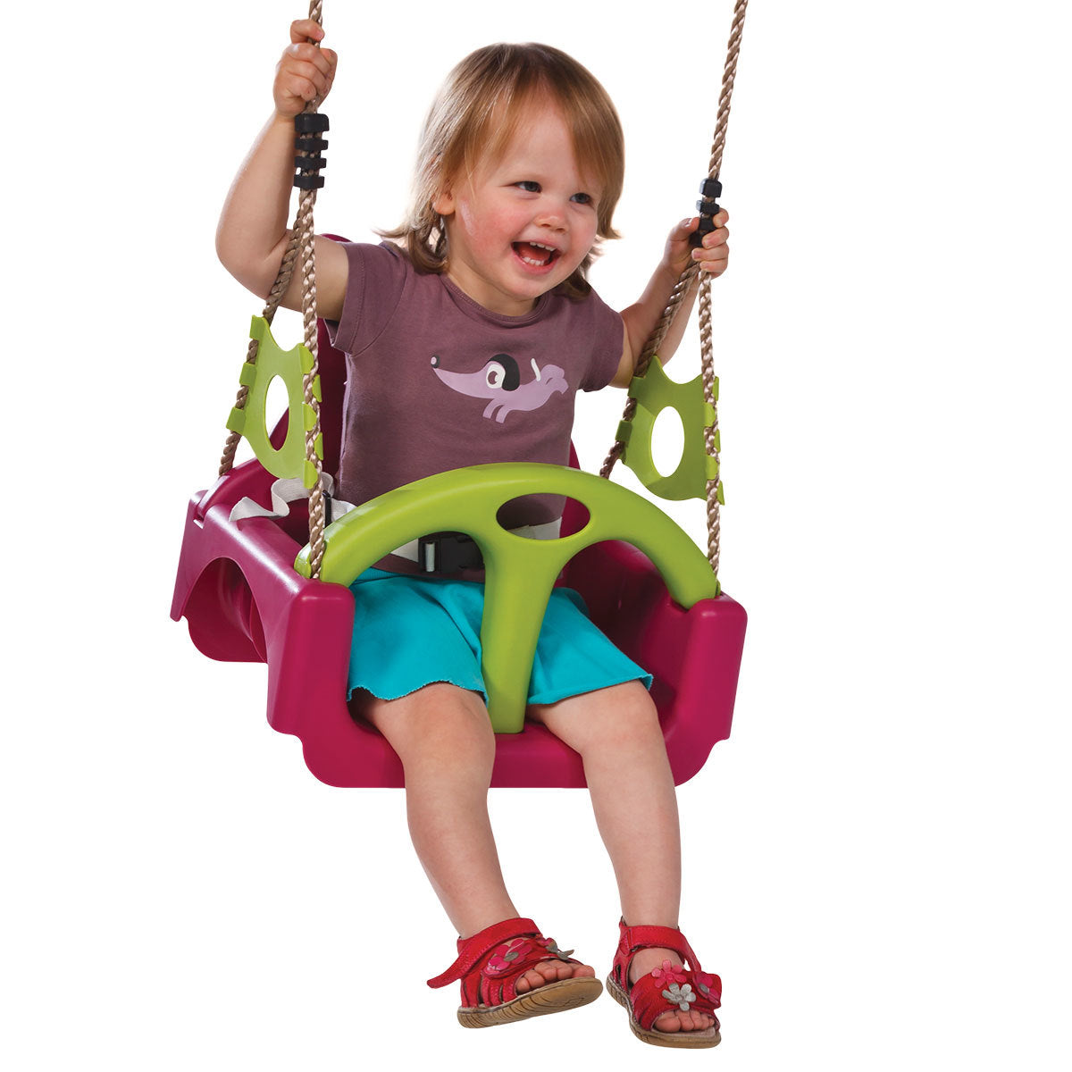 Baby Seat TRIX Growing Type Swing With Adjustable Ropes - PURPLE/LIME